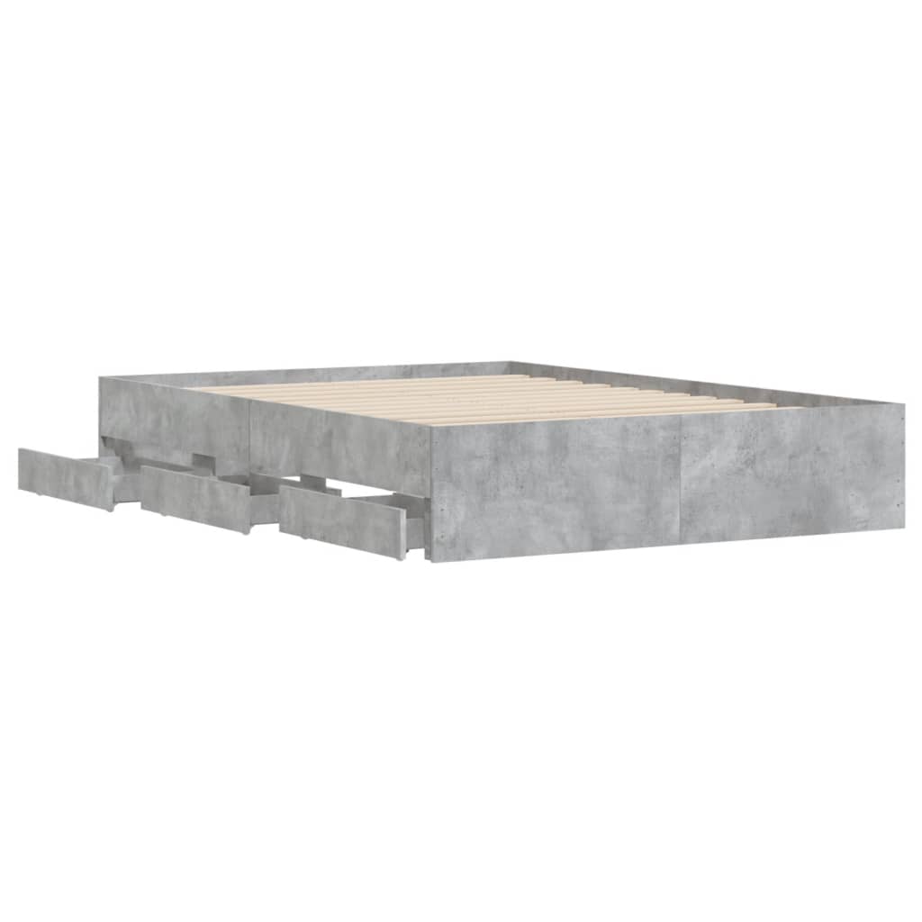 Modern Wooden Double Size 135cm Bed Frame Base With Storage Drawers
