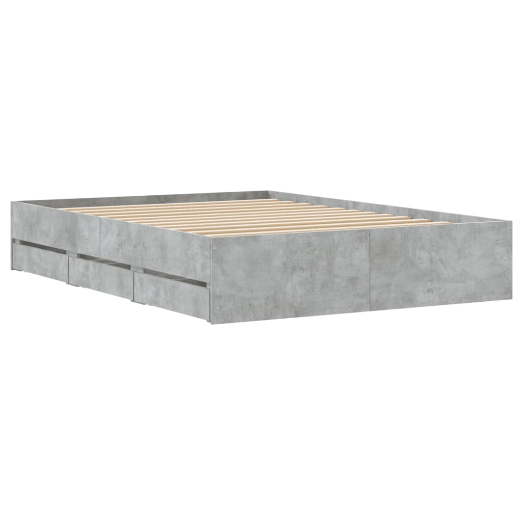 Modern Wooden Double Size 135cm Bed Frame Base With Storage Drawers