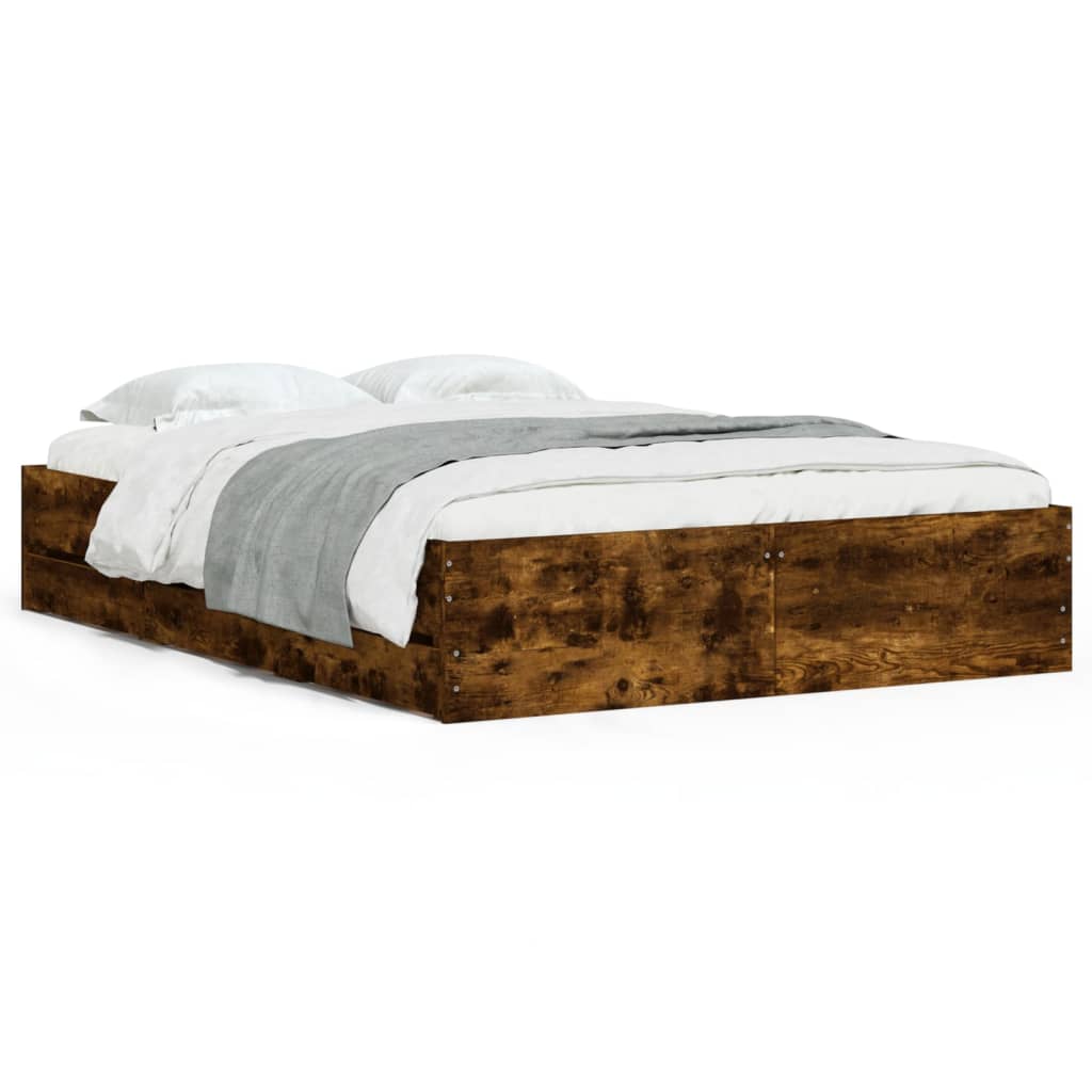 Modern Wooden Double Size 135cm Bed Frame Base With Storage Drawers
