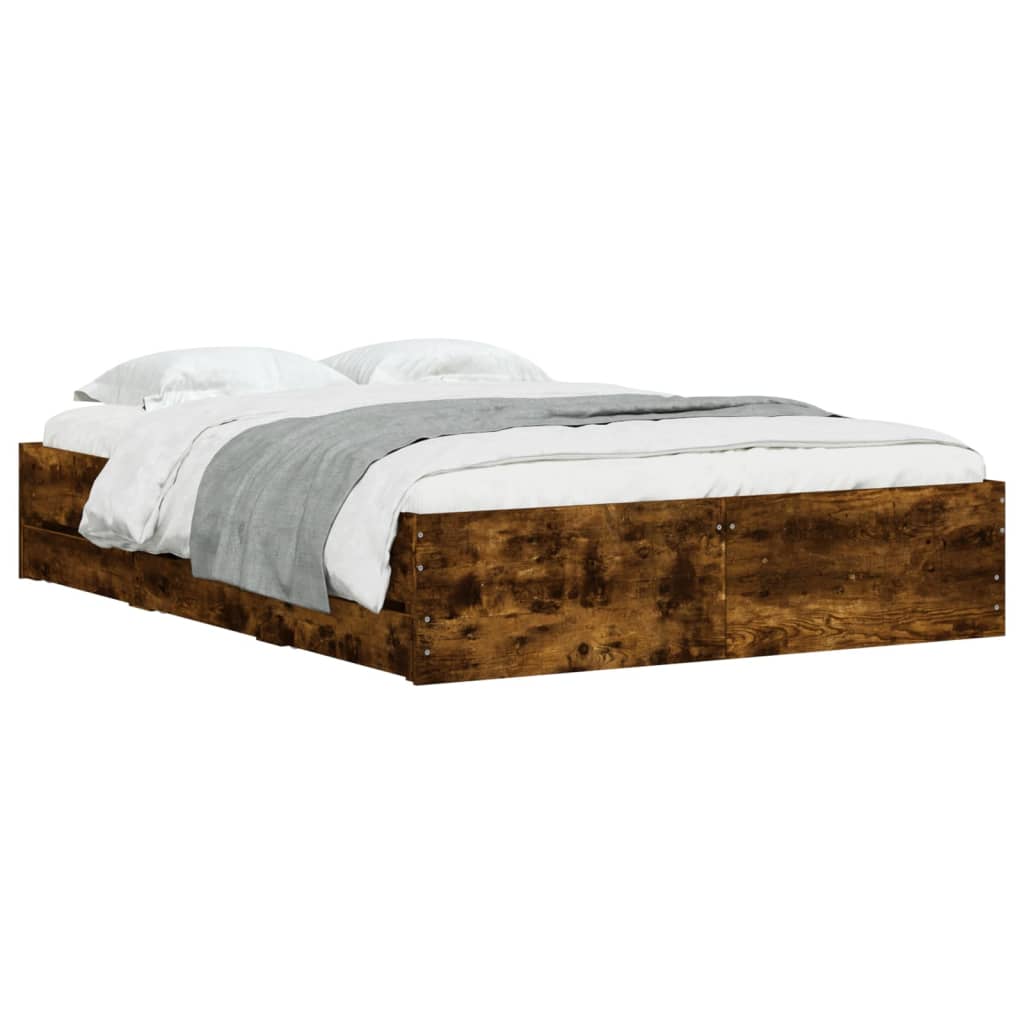 Modern Wooden Double Size 135cm Bed Frame Base With Storage Drawers