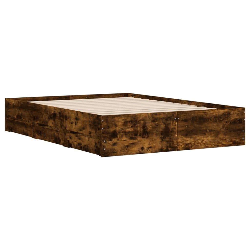 Modern Wooden Double Size 135cm Bed Frame Base With Storage Drawers