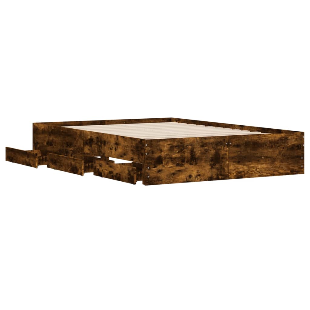Modern Wooden Double Size 135cm Bed Frame Base With Storage Drawers