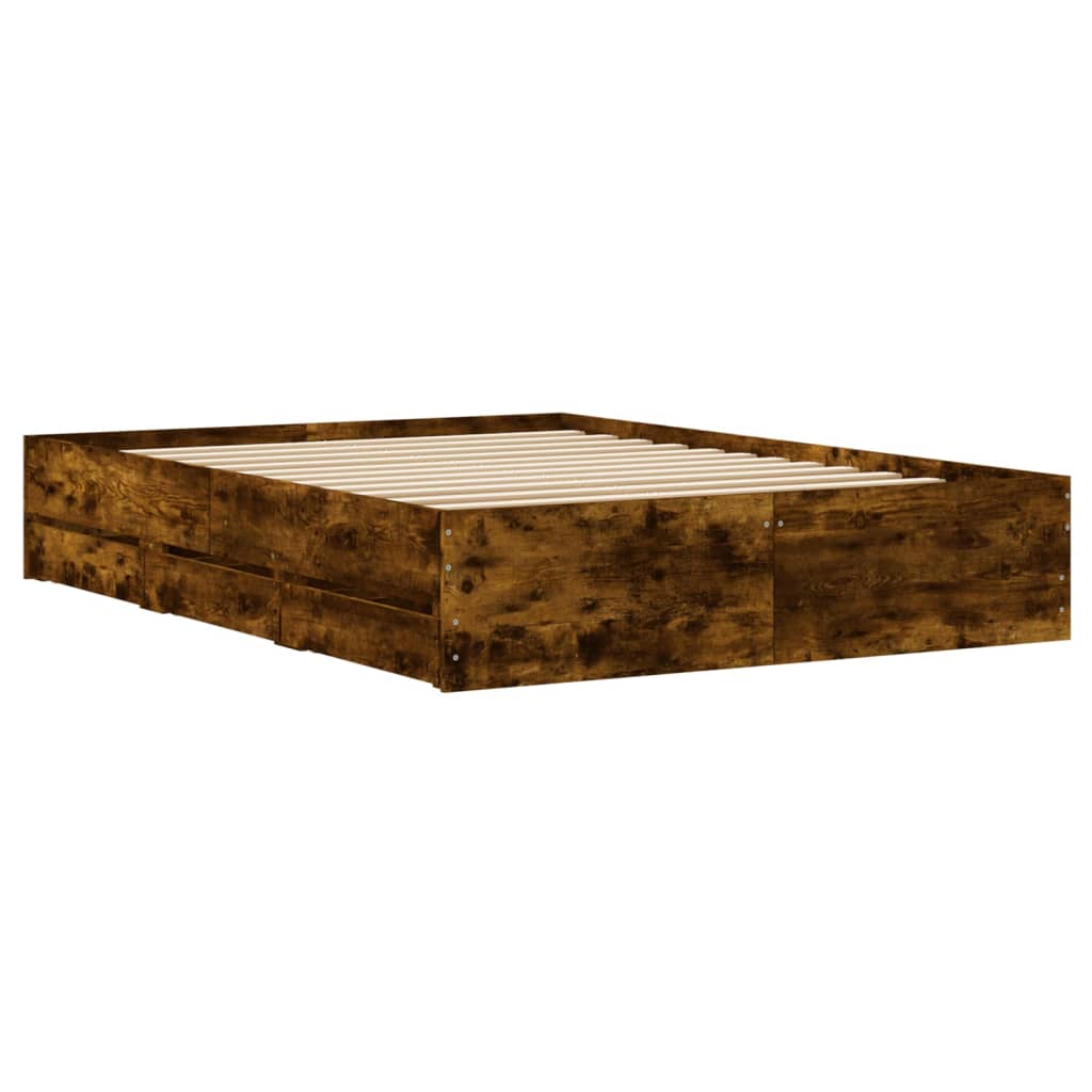 Modern Wooden Double Size 135cm Bed Frame Base With Storage Drawers