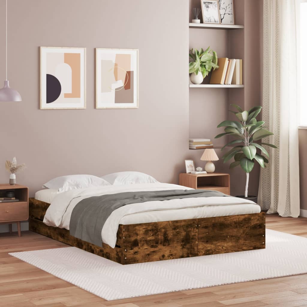 Modern Wooden Double Size 135cm Bed Frame Base With Storage Drawers