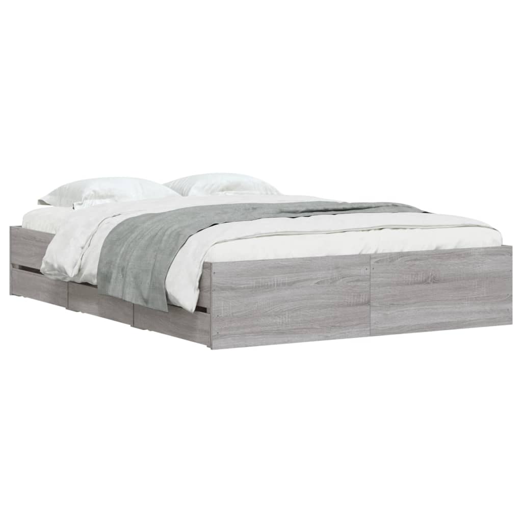 Modern Wooden Double Size 135cm Bed Frame Base With Storage Drawers