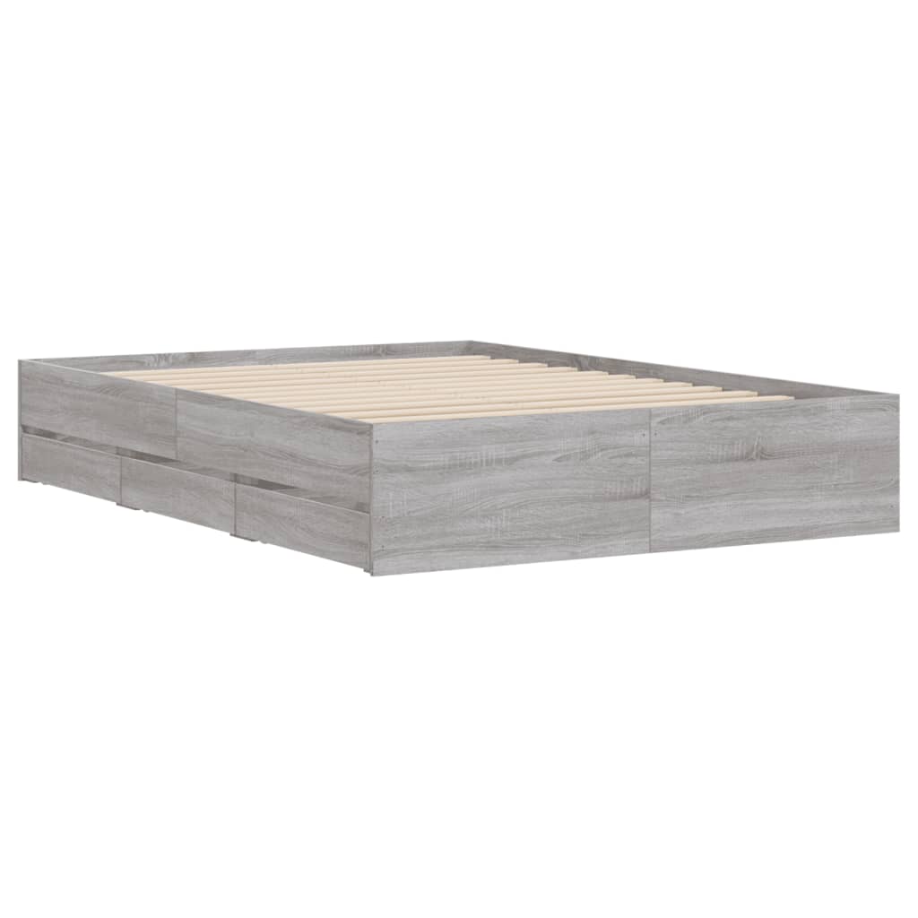 Modern Wooden Double Size 135cm Bed Frame Base With Storage Drawers