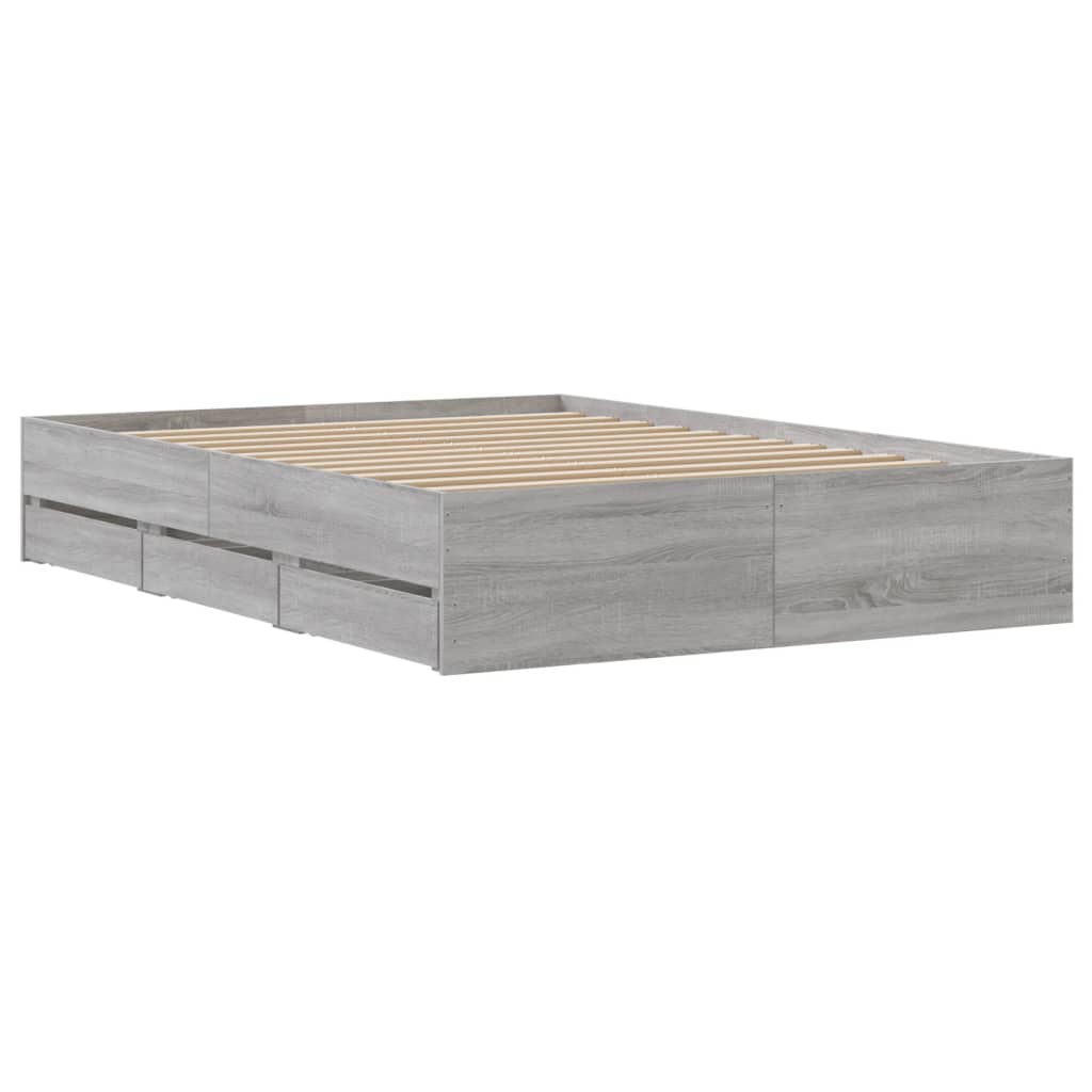 Modern Wooden Double Size 135cm Bed Frame Base With Storage Drawers