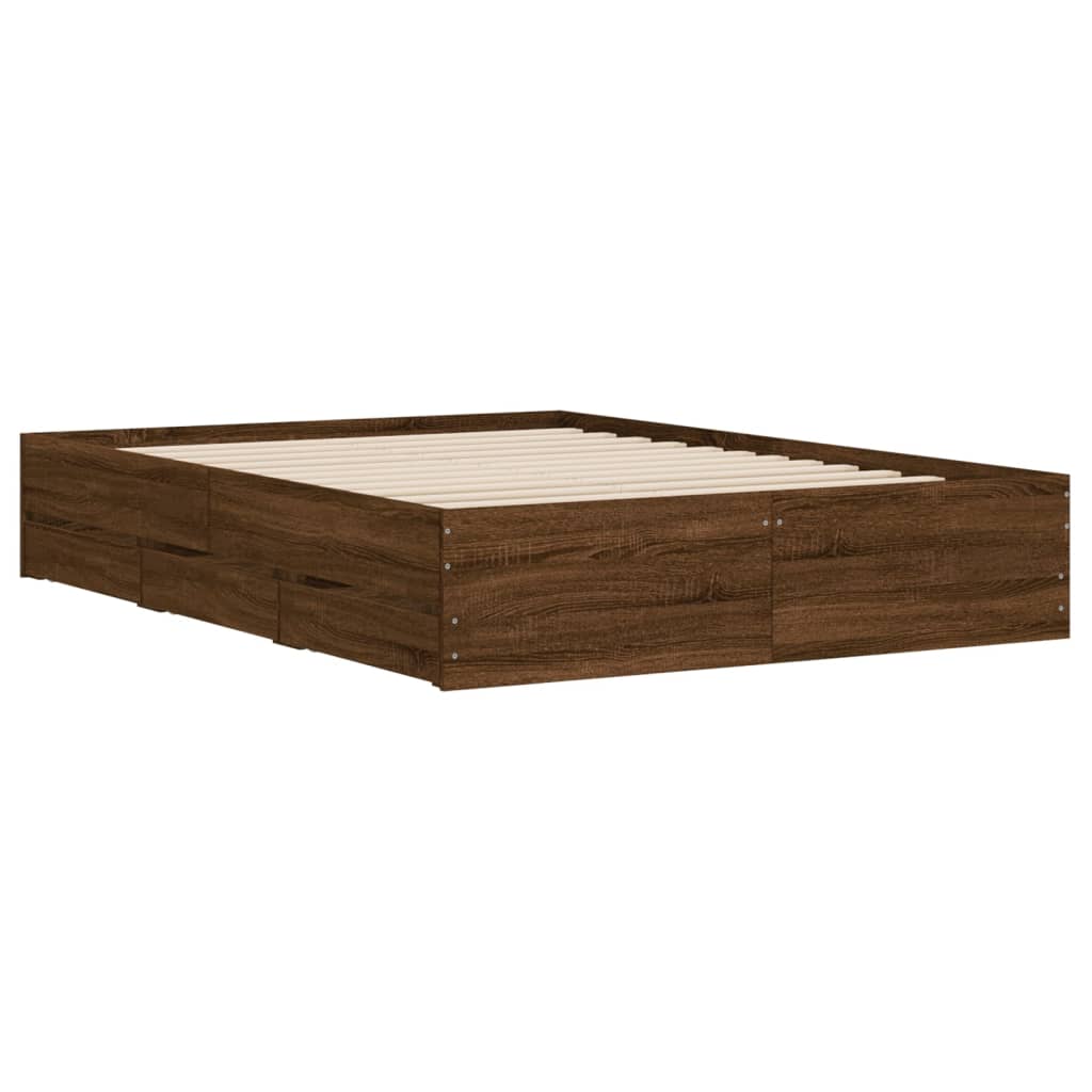 Modern Wooden Double Size 135cm Bed Frame Base With Storage Drawers
