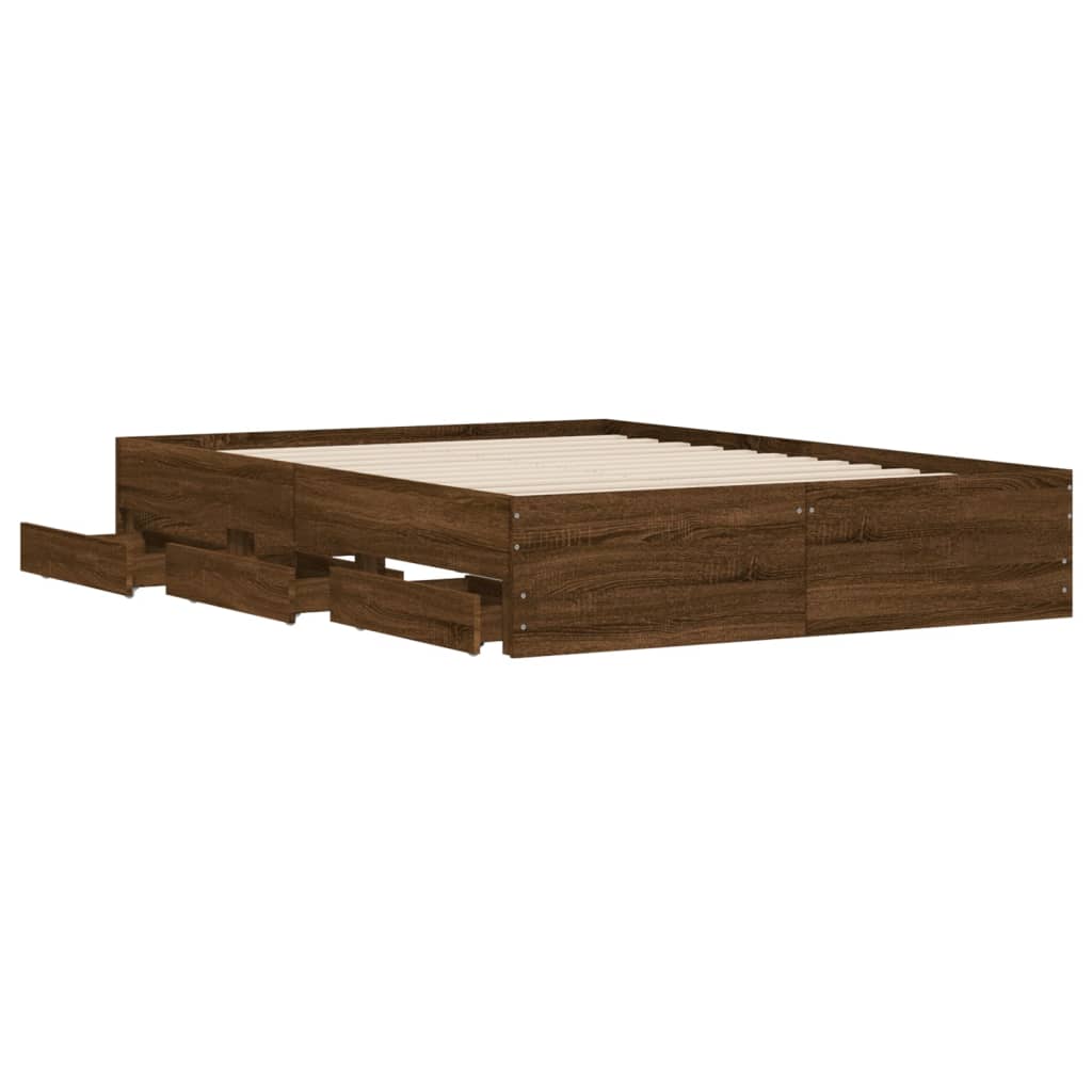 Modern Wooden Double Size 135cm Bed Frame Base With Storage Drawers