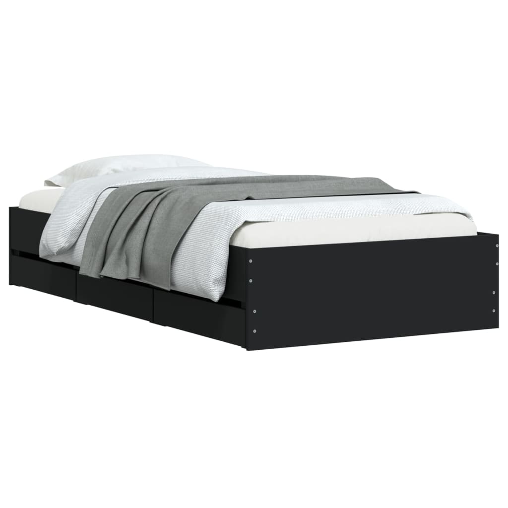 Modern Wooden Single Size 90cm Bed Frame Base With Storage Drawers