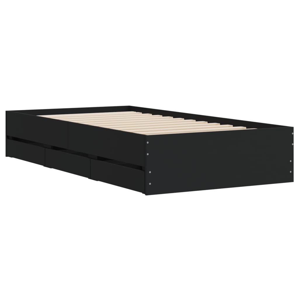 Modern Wooden Single Size 90cm Bed Frame Base With Storage Drawers