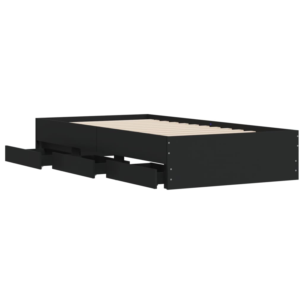 Modern Wooden Single Size 90cm Bed Frame Base With Storage Drawers
