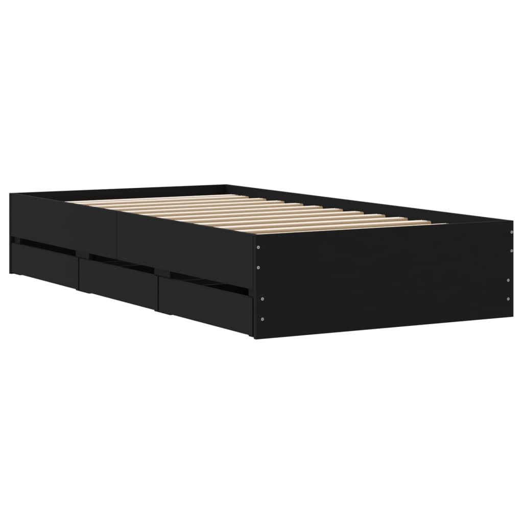 Modern Wooden Single Size 90cm Bed Frame Base With Storage Drawers