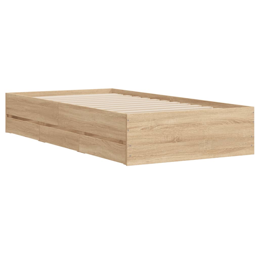 Modern Wooden Single Size 90cm Bed Frame Base With Storage Drawers