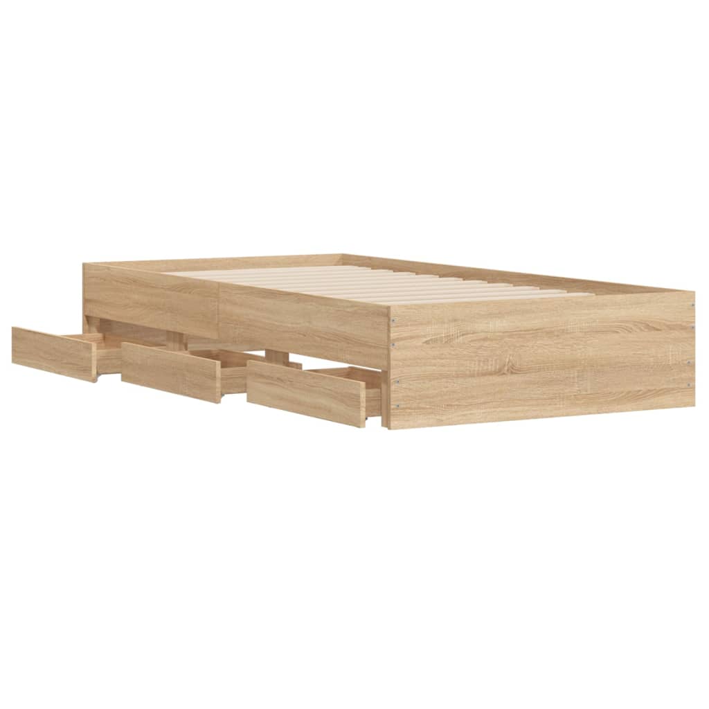 Modern Wooden Single Size 90cm Bed Frame Base With Storage Drawers