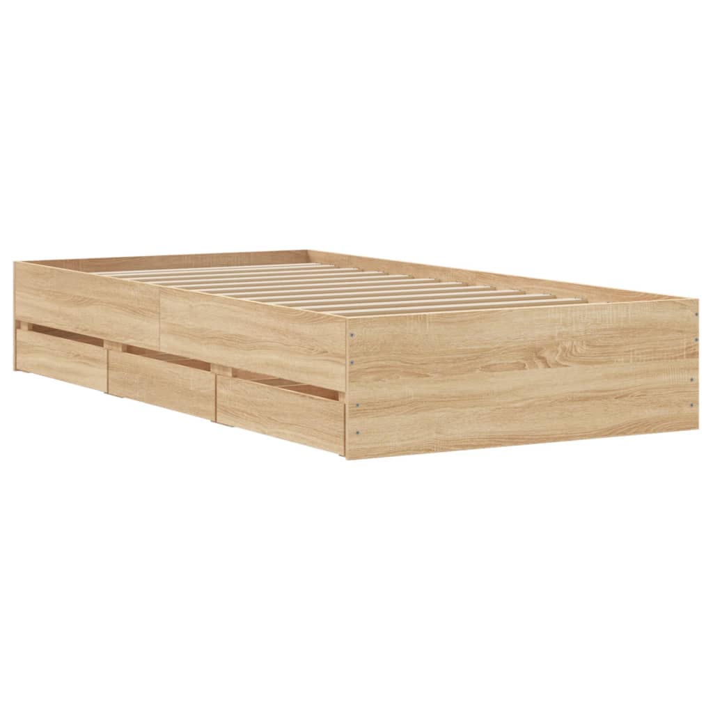 Modern Wooden Single Size 90cm Bed Frame Base With Storage Drawers