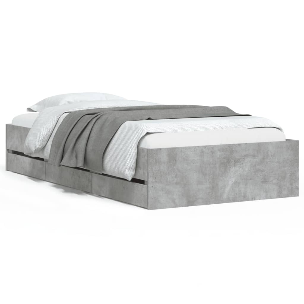 Modern Wooden Single Size 90cm Bed Frame Base With Storage Drawers