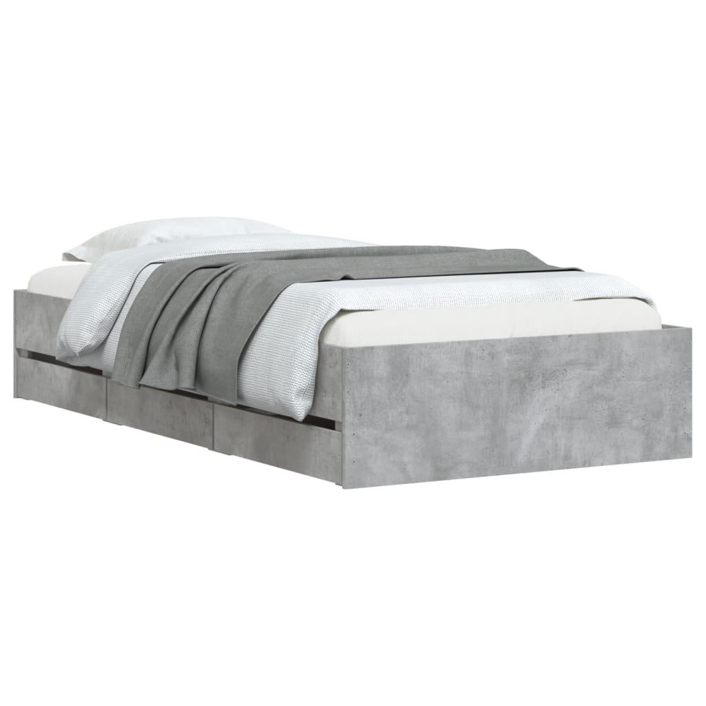 Modern Wooden Single Size 90cm Bed Frame Base With Storage Drawers