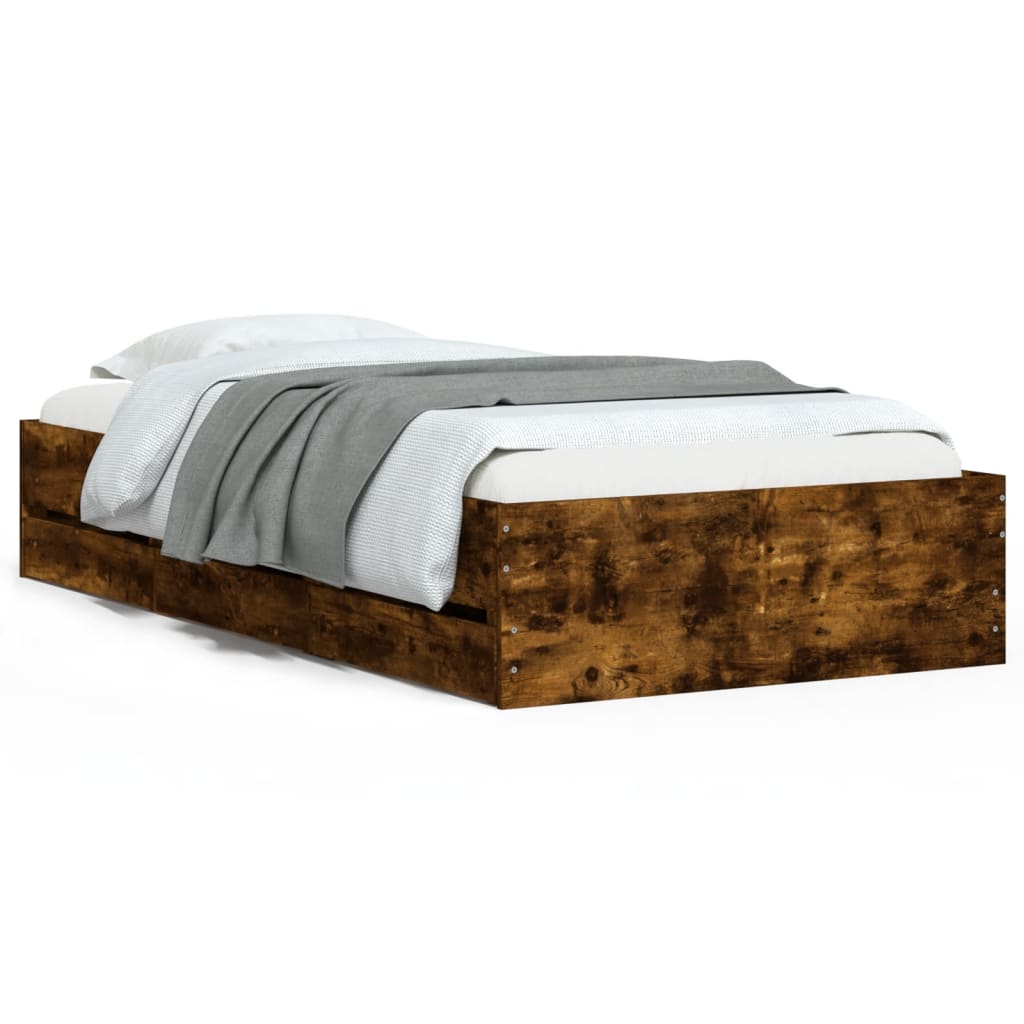 Modern Wooden Single Size 90cm Bed Frame Base With Storage Drawers