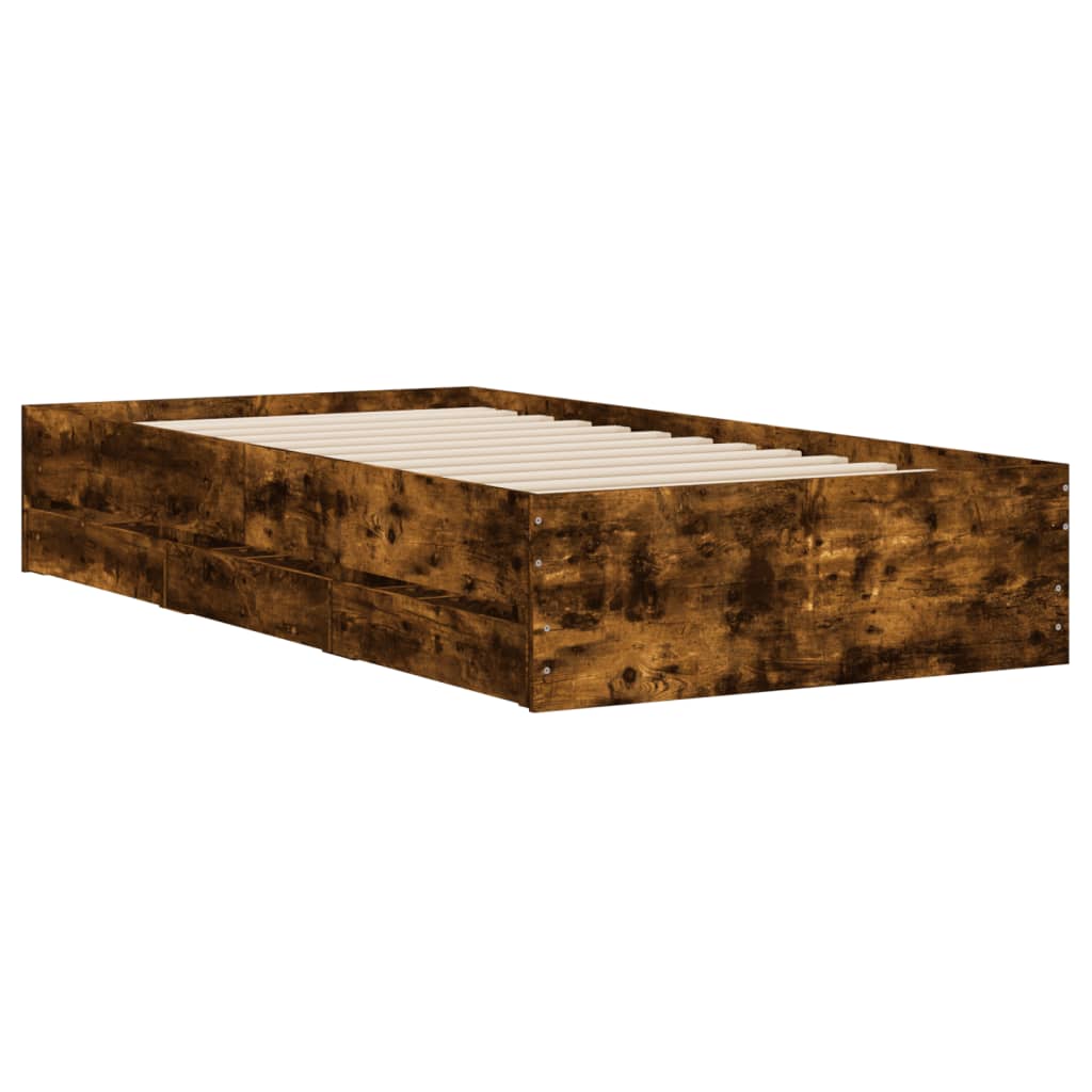 Modern Wooden Single Size 90cm Bed Frame Base With Storage Drawers
