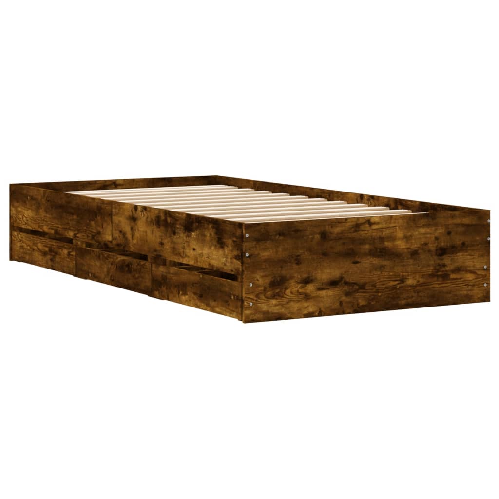 Modern Wooden Single Size 90cm Bed Frame Base With Storage Drawers