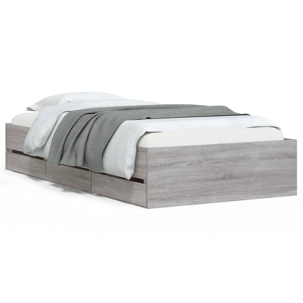 Modern Wooden Single Size 90cm Bed Frame Base With Storage Drawers