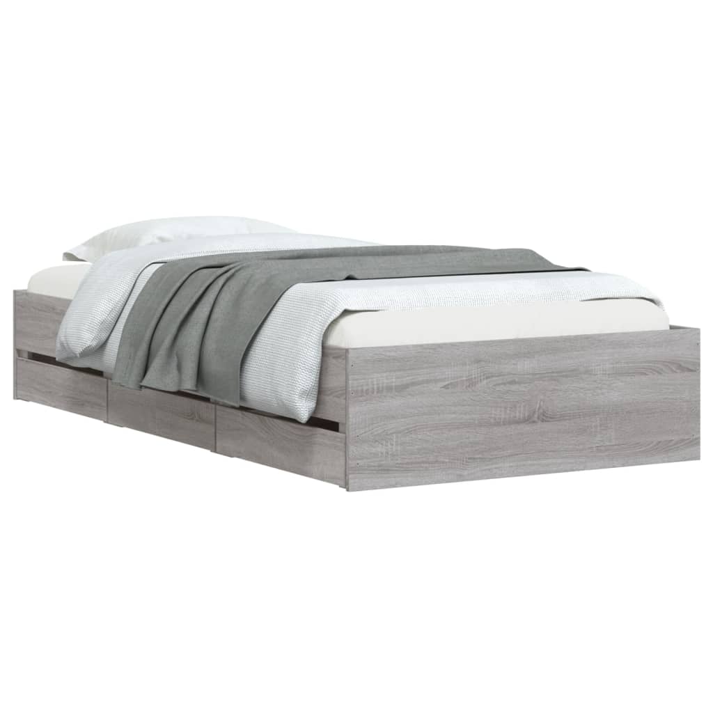 Modern Wooden Single Size 90cm Bed Frame Base With Storage Drawers