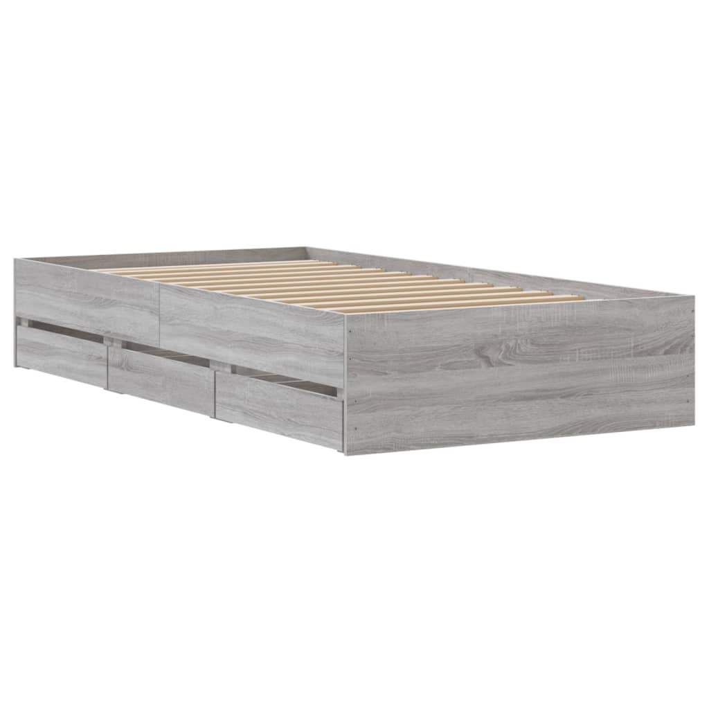 Modern Wooden Single Size 90cm Bed Frame Base With Storage Drawers