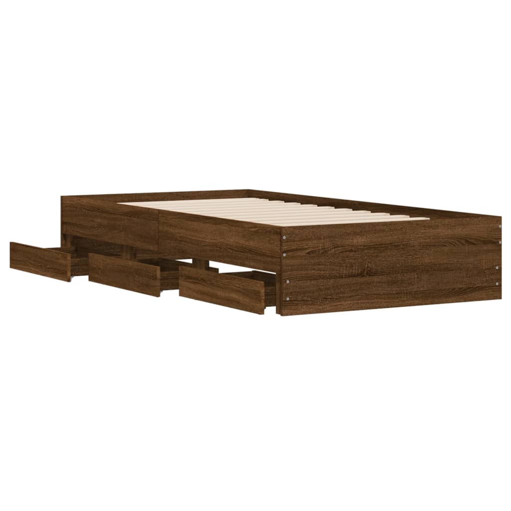 Modern Wooden Single Size 90cm Bed Frame Base With Storage Drawers