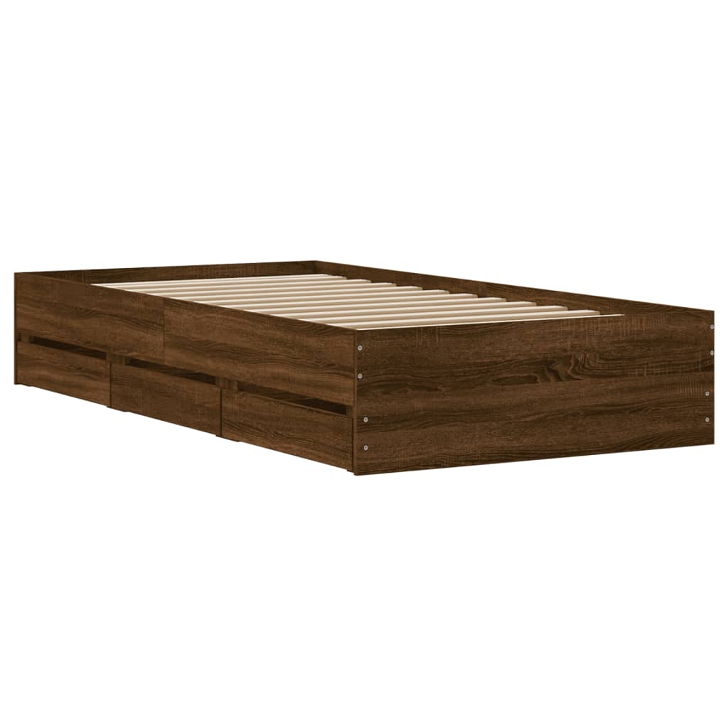 Modern Wooden Single Size 90cm Bed Frame Base With Storage Drawers