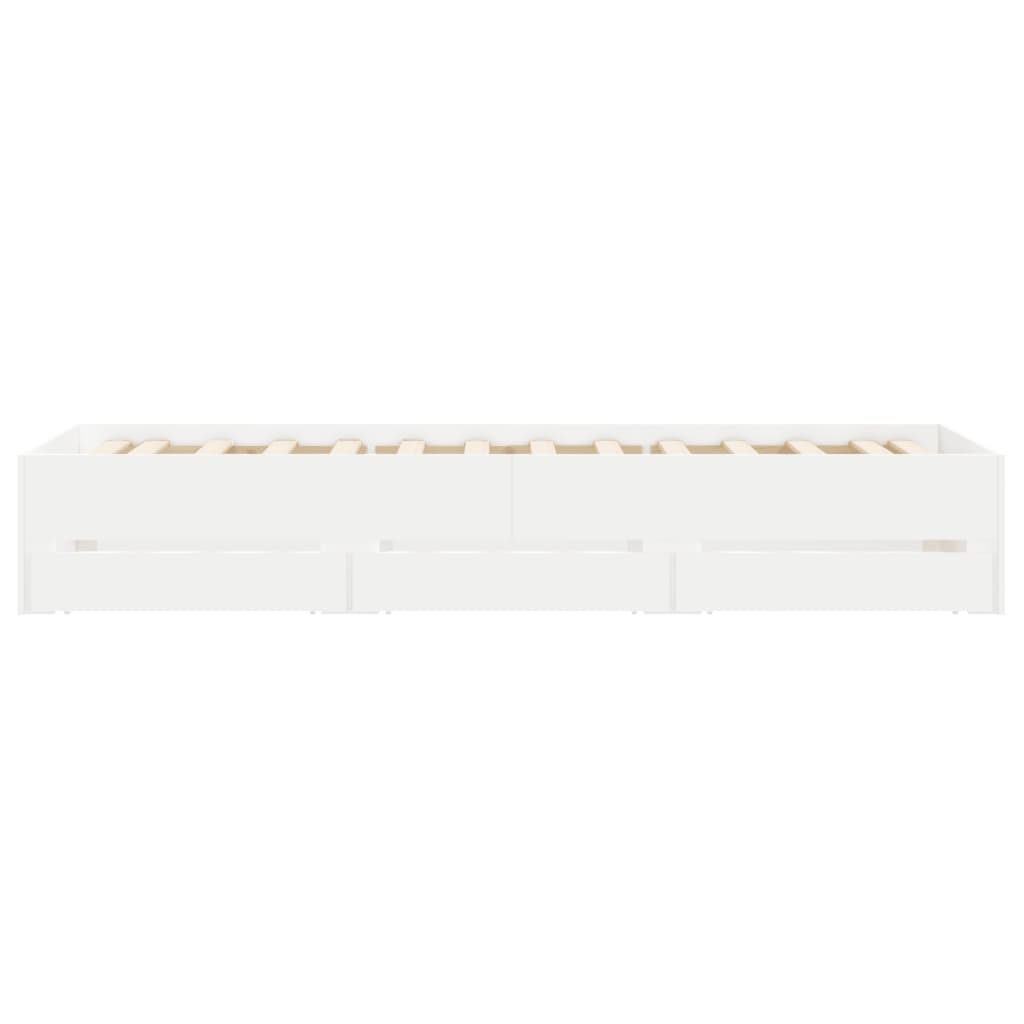 Bed Frame with Drawers without Mattress White 75x190 cm Small Single