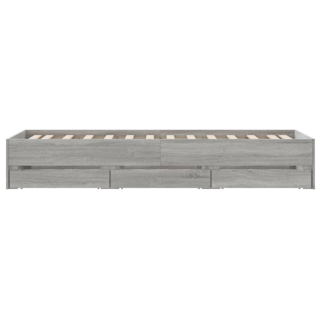Bed Frame with Drawers without Mattress Grey Sonoma 75x190 cm Small Single