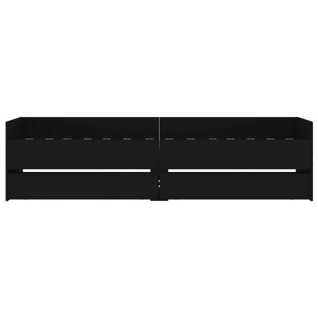 Bed Frame with Drawers without Mattress Black 100x200 cm