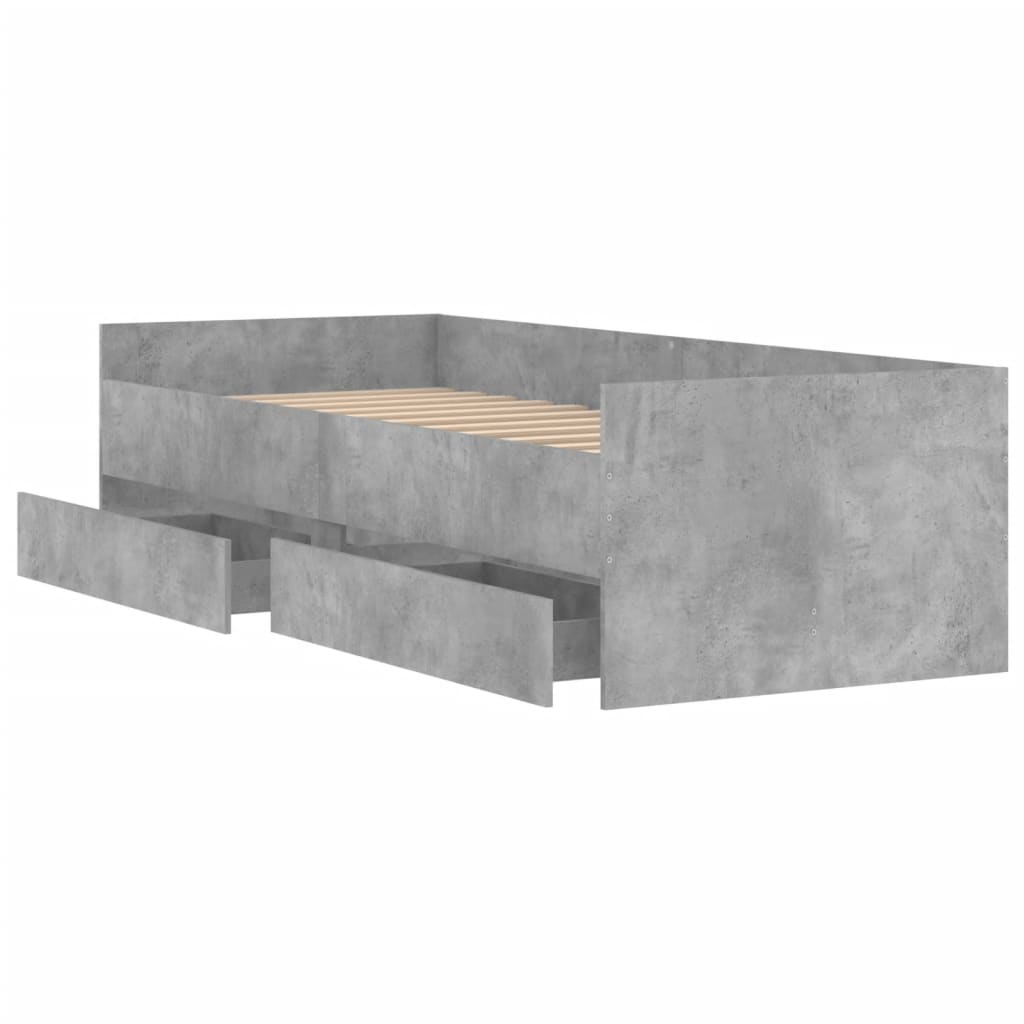 Bed Frame with Drawers without Mattress Concrete Grey 90x200 cm
