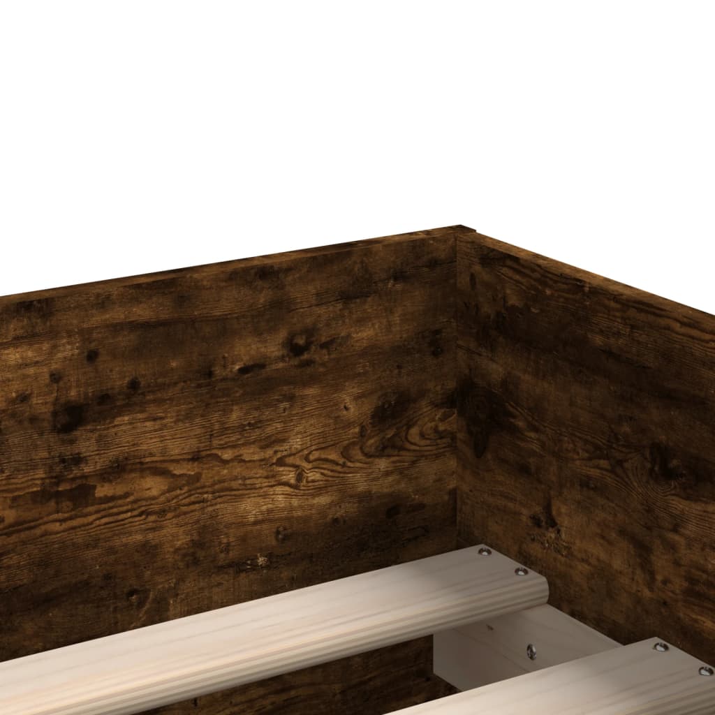 Bed Frame with Drawers without Mattress Smoked Oak 90x190 cm Single