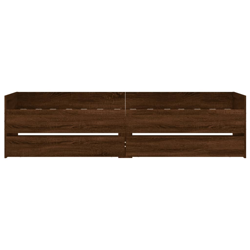 Bed Frame with Drawers without Mattress Brown Oak 90x190 cm Single