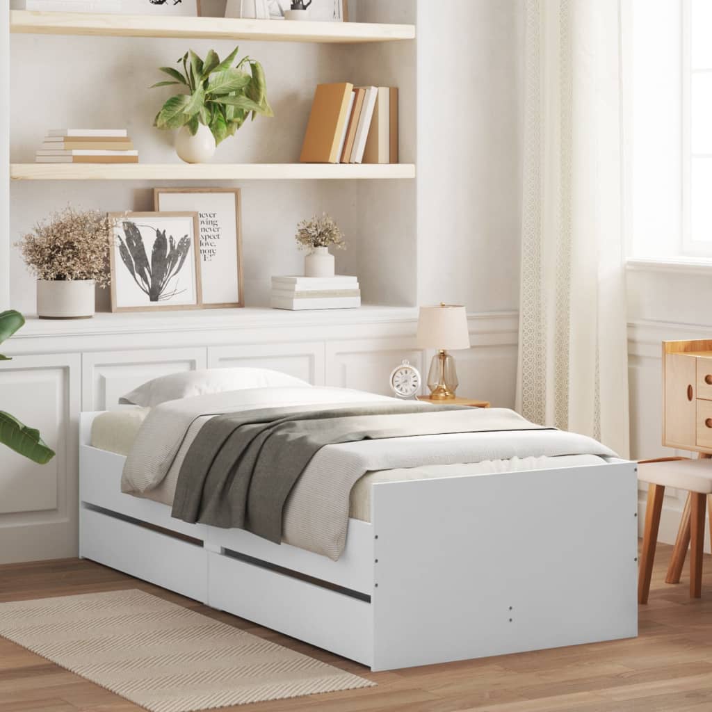Bed Frame without Mattress White 75x190 cm Small Single Small Single