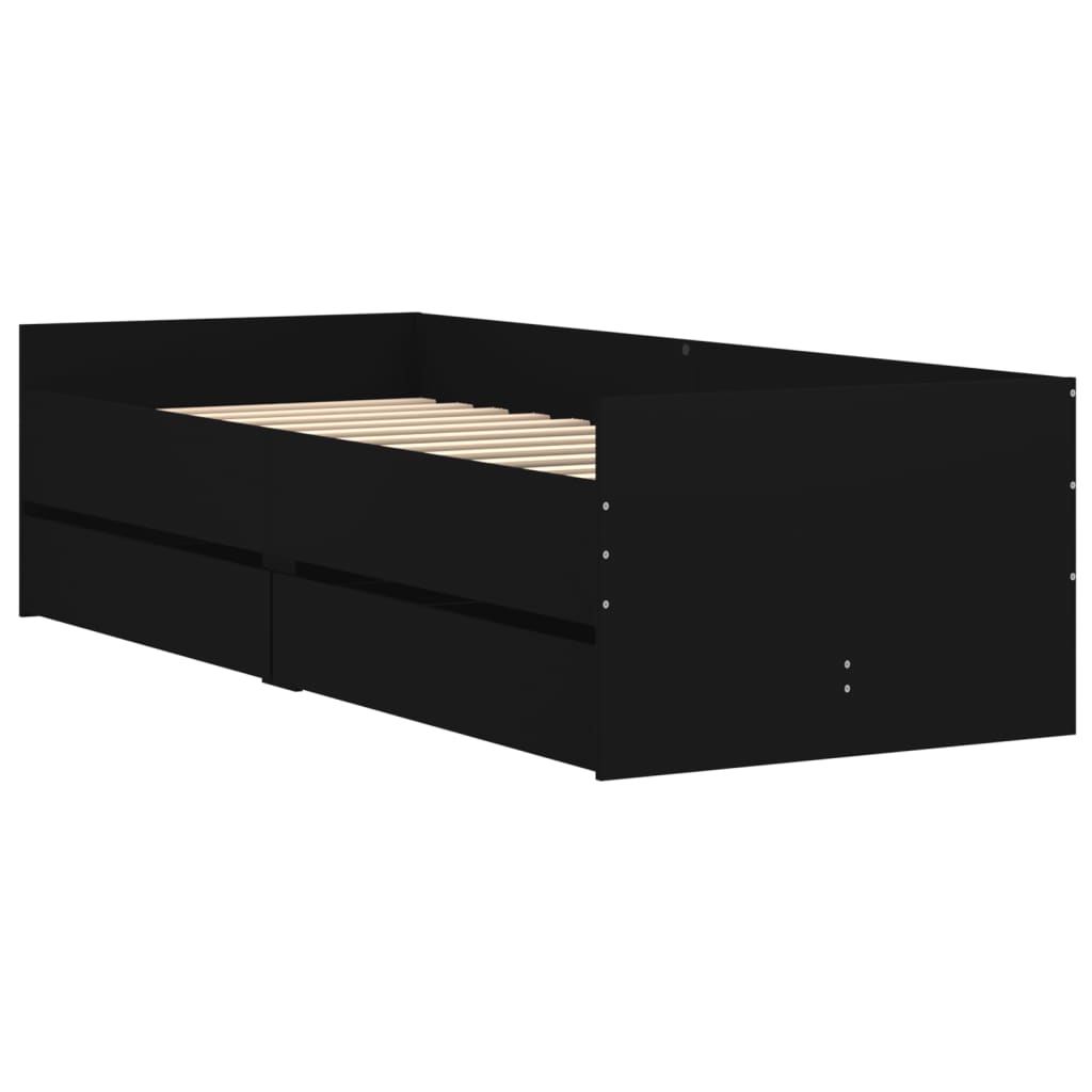 Bed Frame without Mattress Black 75x190 cm Small Single Small Single