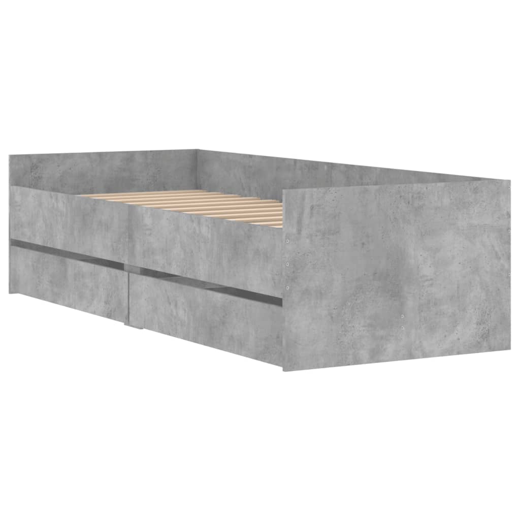 Bed Frame without Mattress Concrete Grey 75x190 cm Small Single Small Single