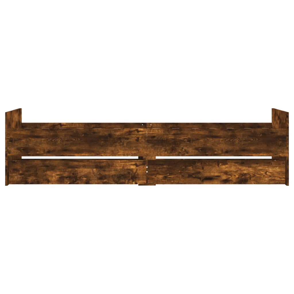 Bed Frame with Drawers without Mattress Smoked Oak 100x200 cm