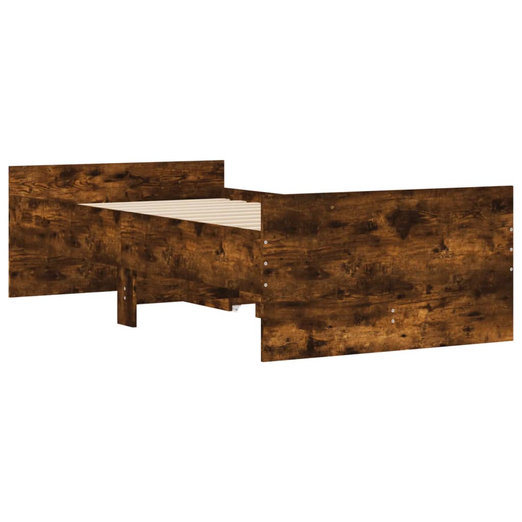 Bed Frame with Drawers without Mattress Smoked Oak 100x200 cm