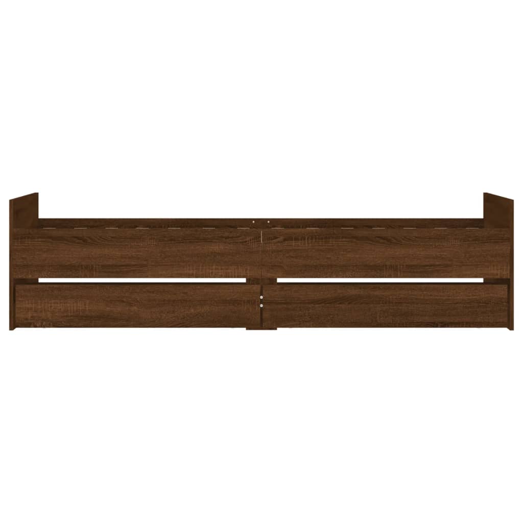 Bed Frame with Drawers without Mattress Brown Oak 90x190 cm Single
