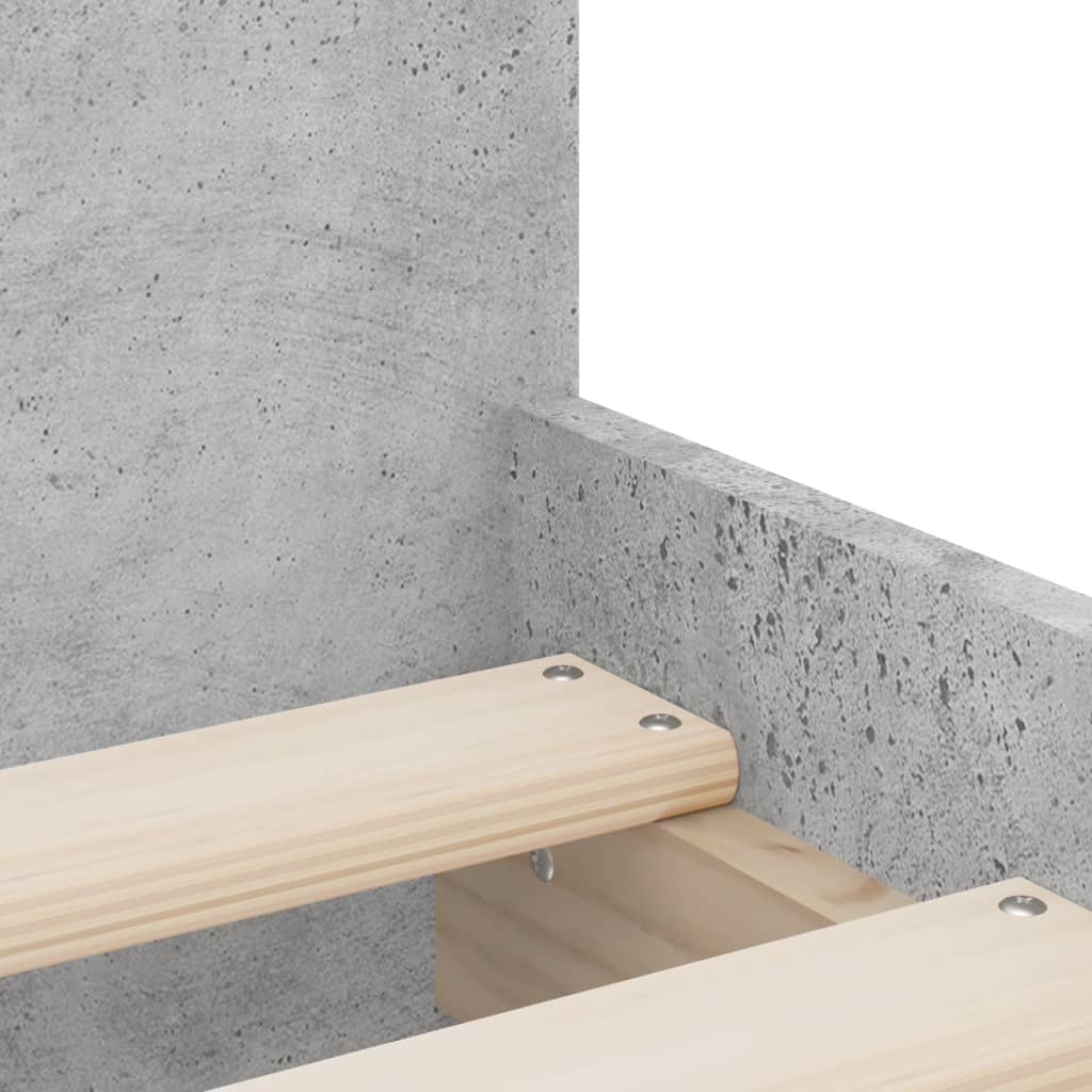 Bed Frame without Mattress Concrete Grey 75x190 cm Small Single Small Single