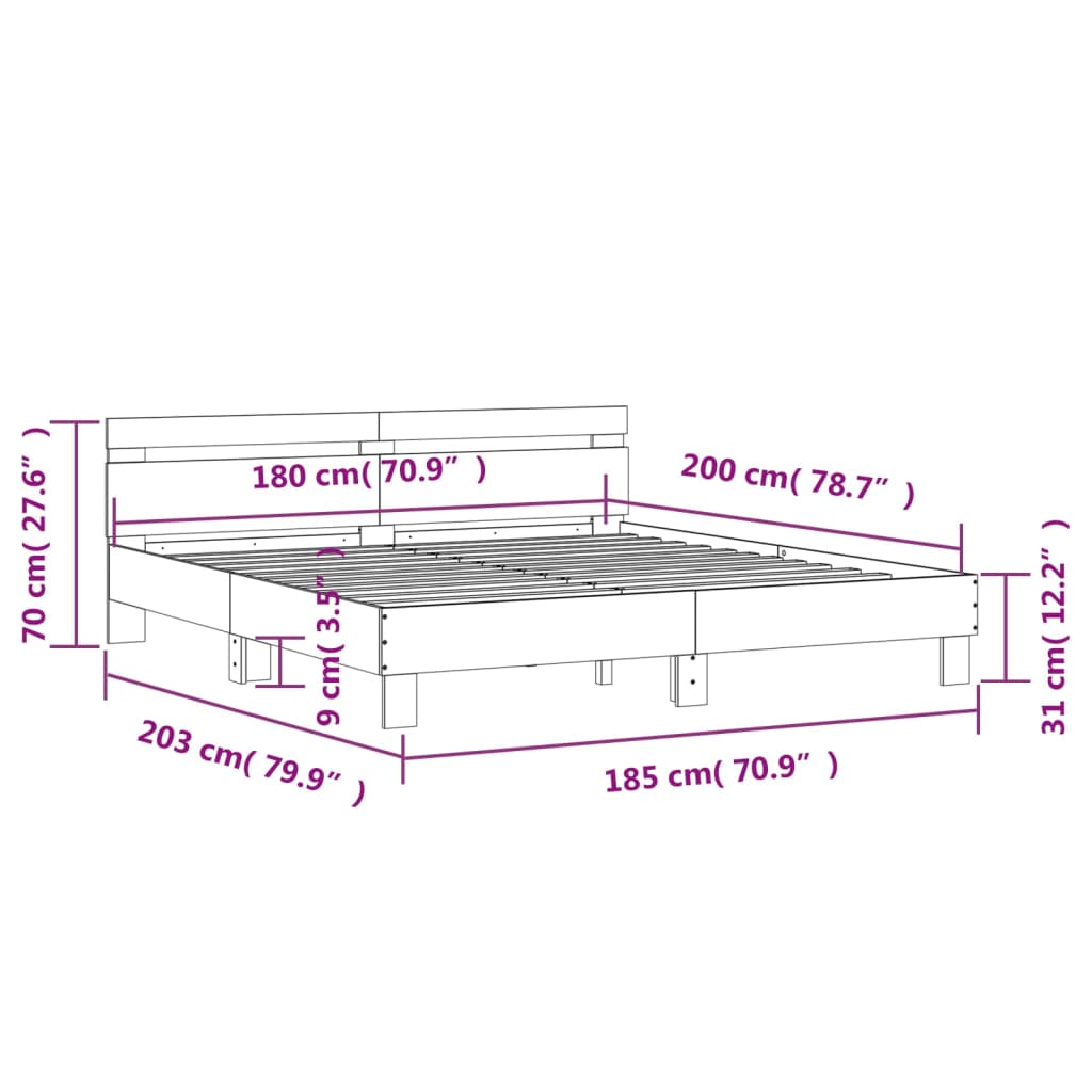 Modern Wooden Super King Size 1.8m Bed Frame Base With Headboard Wood Beds