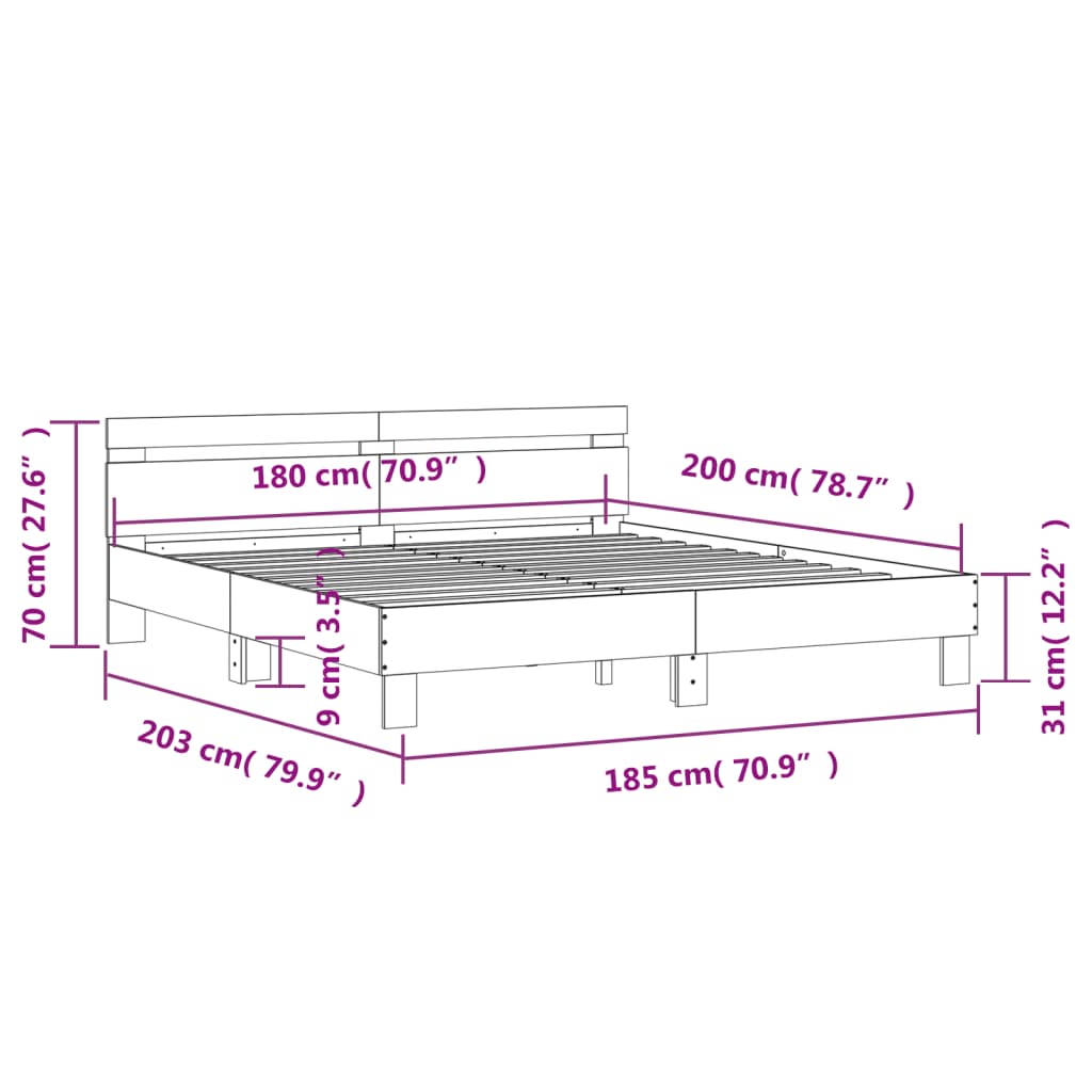 Modern Wooden Super King Size 1.8m Bed Frame Base With Headboard Wood Beds
