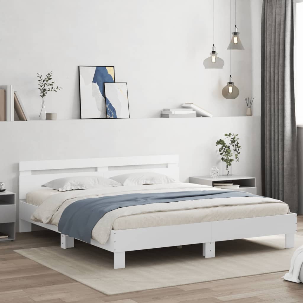 Modern Wooden Queen Size 1.6m Bed Frame Base With Headboard Wood Beds