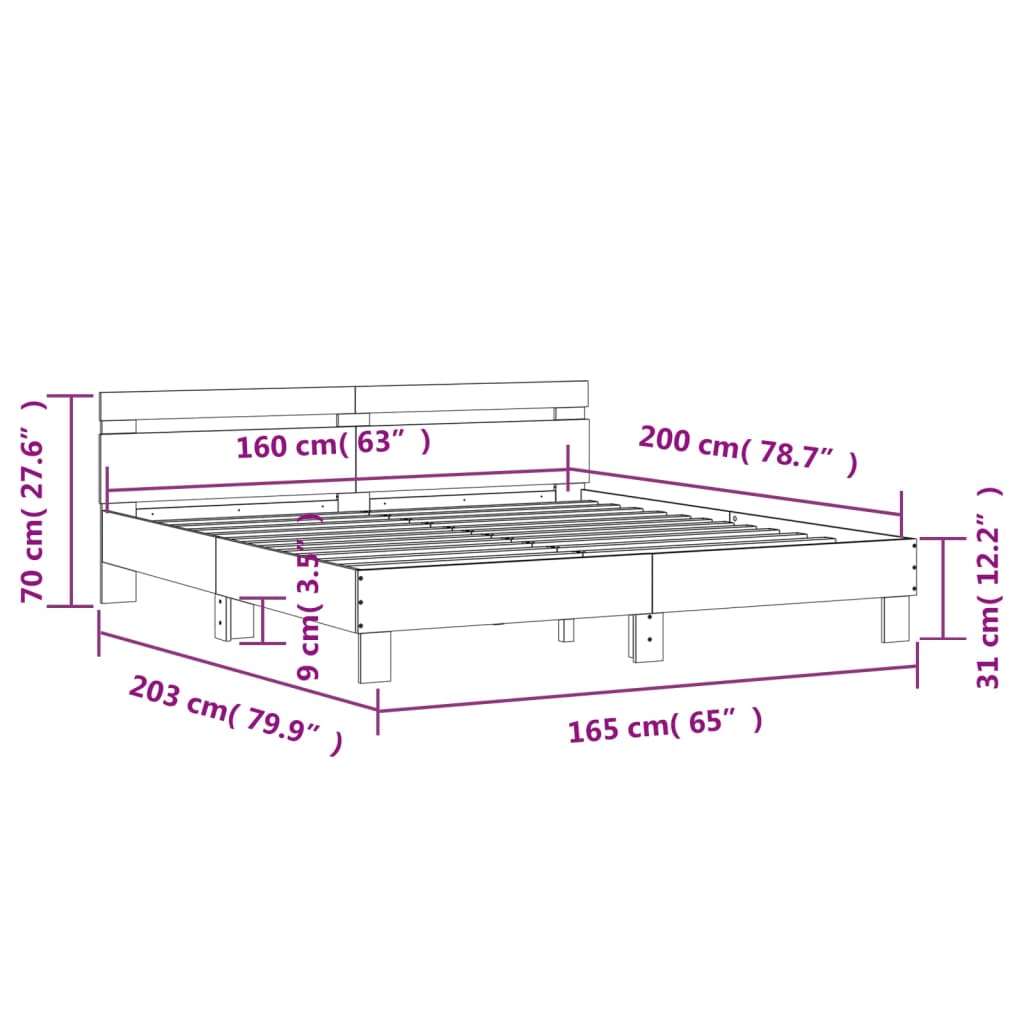 Modern Wooden Queen Size 1.6m Bed Frame Base With Headboard Wood Beds