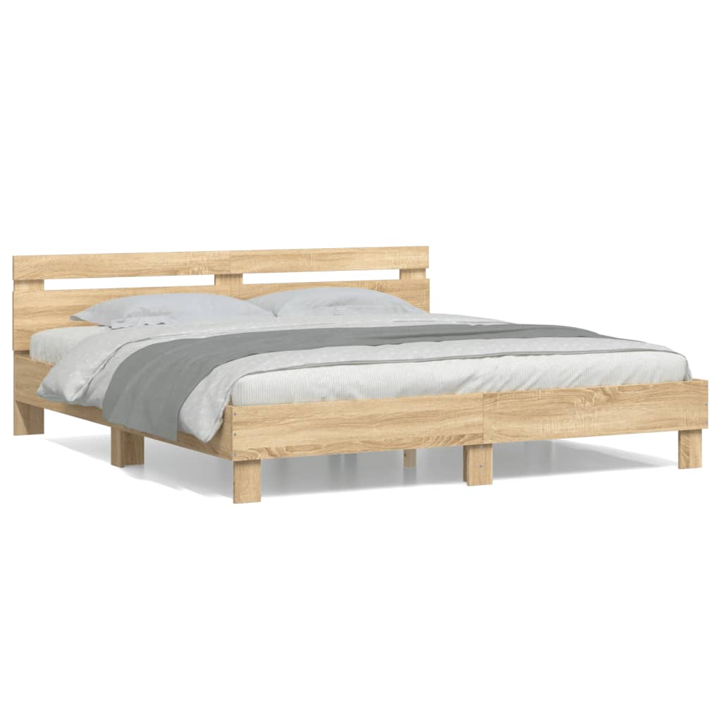 Modern Wooden Queen Size 1.6m Bed Frame Base With Headboard Wood Beds