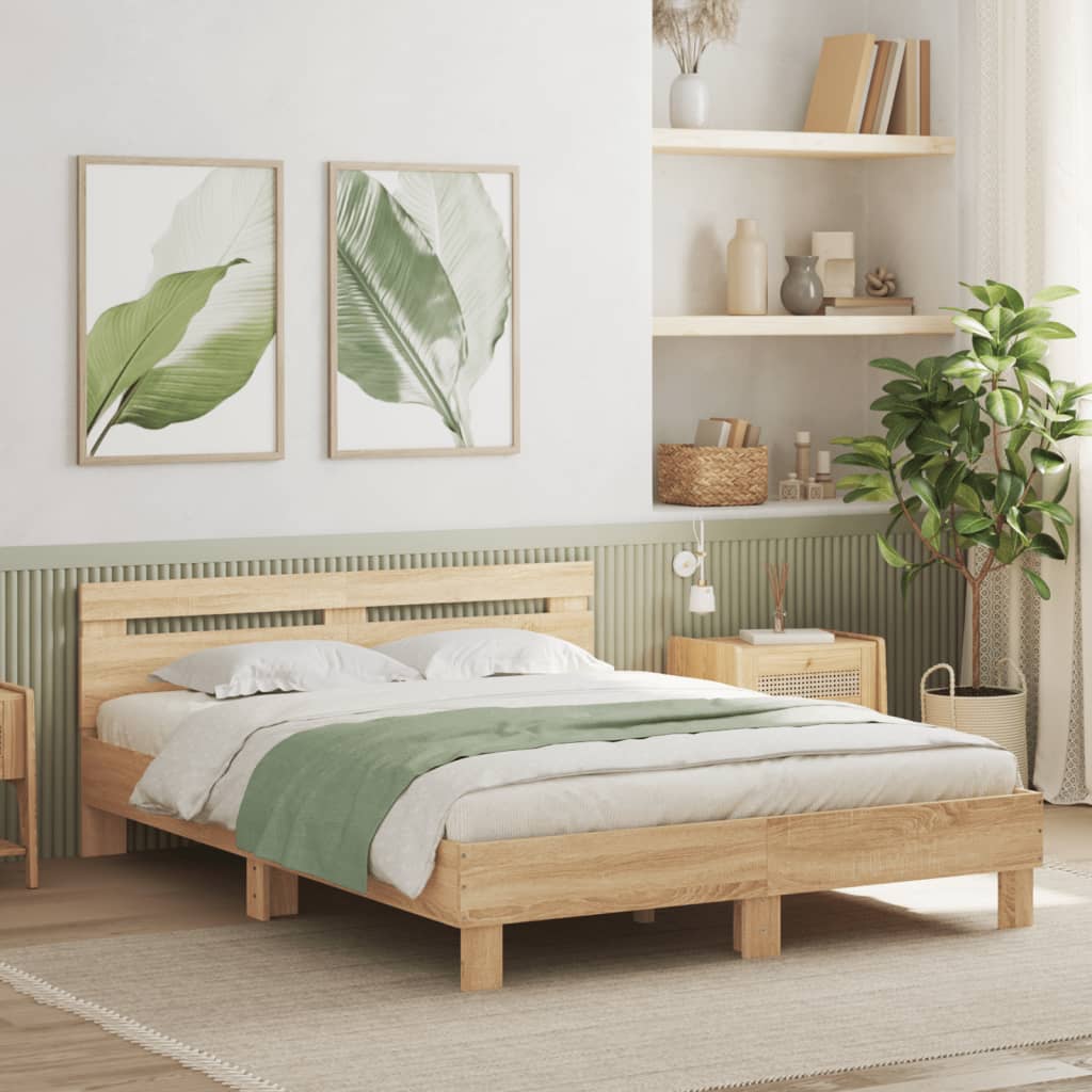 Modern Wooden King Size 1.5m Bed Frame Base With Headboard Wood Beds Solid