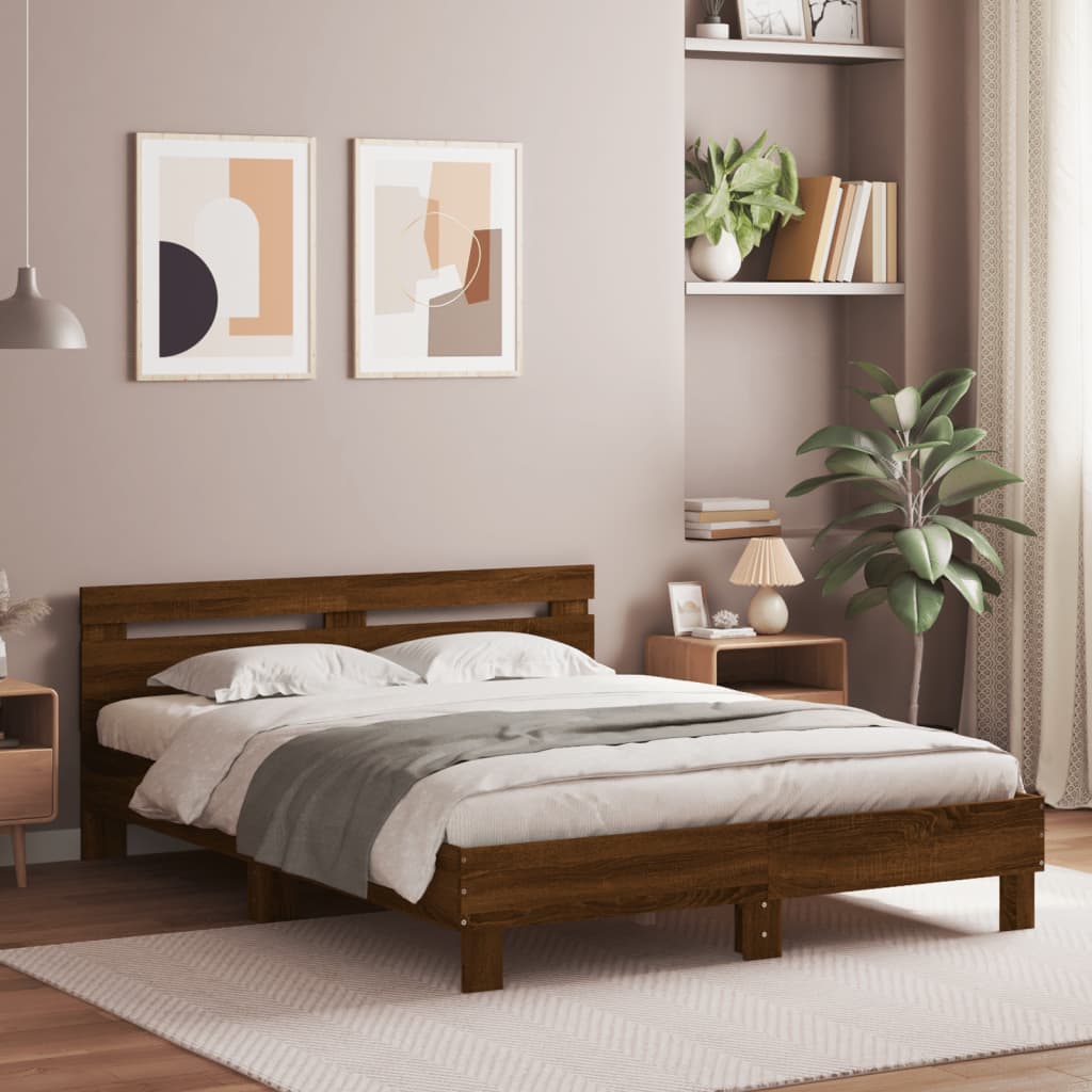 Modern Wooden King Size 1.5m Bed Frame Base With Headboard Wood Beds Solid